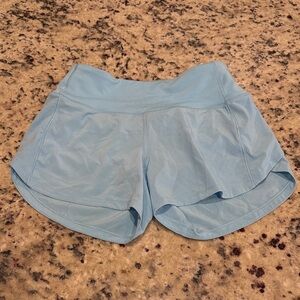 lululemon athletica Sky Blue Speed Ups - 4in inseam- Barely worn